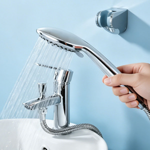 Single Handle Basin Faucet With Pull Out <b>Spray</b> Deck <b>Mounted</b> Ceramic Valve Core For Washbasin Bathroom Use - Product Image 1
