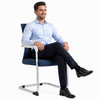 Chaise de bureau ergonomique en maille, chaise de Table de conférence, chaise de bureau sans roue