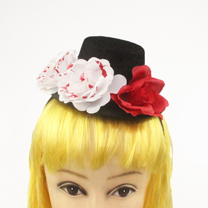 Diadema con Tres Flores, Tela Negra, Accesorio para el Cabello para Fiestas de Halloween y Eventos de Disfraces - Product Image 2