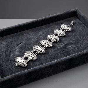 Brazalete de Eslabones con Textura de Piedra Ovalada de Plata 925 - Product Image 1