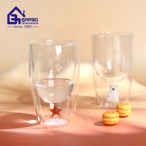 Bicchiere da Caffè in Vetro Borosilicato a Doppia Parete da 340ml, Forma di Uovo, Fatto a Mano, con Simpatici Cartoni 3D di Stelle, Ciliegie e Polari - Product Image 6