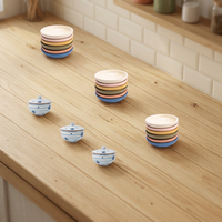Perlengkapan Dapur Keramik Bekas Daur Ulang Jepang 7-Piece, Aman untuk Mesin Cuci Piring dan Oven, Mug, Piring, Cangkir, Gelas, Set Hadiah, Harga Grosir