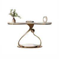 Table console de luxe en or avec plateau en marbre, design moderne, table d'entrée élégante pour les propriétaires américains