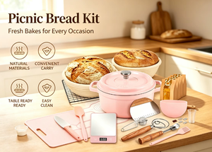 Coffret Cadeau pour la Fabrication de Pain au Levain Rose : Pot en Émail, Panier à Levain, Balance et Outils pour les Boulangers à Domicile - Product Image 5