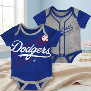 FOXA Dodgers Ensemble de 2 pièces décontractées pour bébé, en tricot doux, bleu-gris, avec motif d'équipe, barboteuse 0-24 mois - Product Image 2