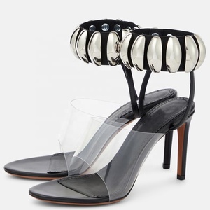 Women Metal Ankles Straps Sandals PVC Upper <b>Shoes</b> High Thin Heels Comfortable Summer Dress Pumps - Product Image 3