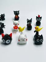 Figura Decorativa de Gatito Negro Hecha a Mano con Técnica de Incrustación de Alambre, Linda Decoración de Vidrio para Escritorio o Dormitorio, Regalo
