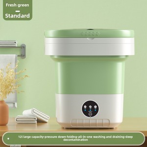 Laveuse-sécheuse semi-automatique tout-en-un pliable en plastique compacte transfrontalière pour chaussettes et vêtements intimes avec déshydratation automatique, prise US - Product Image 2