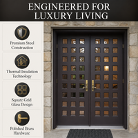 Porte extérieure double battante en fer forgé à grille classique, écoénergétique et anti-effraction, pour entrée principale de villa ou maison personnalisée