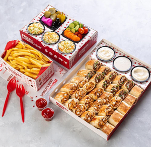 Custom Restaurant Takeout Packaging Shawarma Doner <span class=keywords><strong>Kebab</strong></span> Box Caja de pastoreo Hummus Tahini Cup Divider Go Bag Carrier-para llevar - Product Image 1