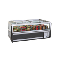 Vitrina Curva de Vidrio para Alimentos Congelados de Una Sola Unidad con Control Digital y Congelador Profundo