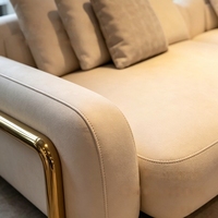 Modernes Gebogenes Stoffsofa-Set Beige Bouclé-Polsterung Unregelmäßige Form Umweltfreundlich Wasserdicht Modular für Villa Einkaufszentrum Wohnzimmer