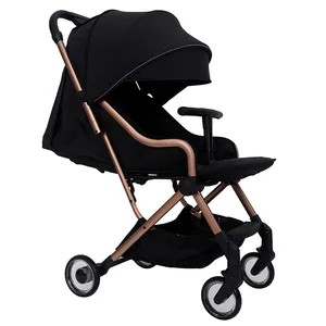 Cocotte-poussette en cuir synthétique pour bébé, facile à transporter, ensemble poussette pliable, grand canopée, buggy pour nourrissons