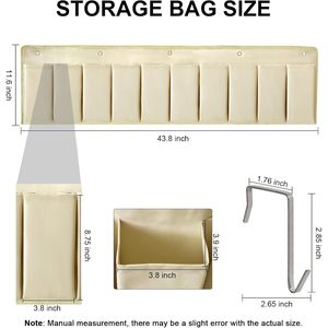 <b>Shoe</b> Storage Organizer 10 Pockets Beige Oxford Cloth Hanging Mount with <b>Hooks</b> for RV Interior - Product Image 2