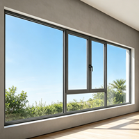 Ventana de Aluminio de Alta Calidad con Marco de Aleación de Aluminio y Doble Acristalamiento de Vidrio Templado, Ventanas Abatibles Personalizadas con Apertura Interior y Exterior
