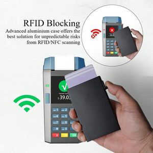 Portefeuille en aluminium fin de 3,94 pouces avec logo personnalisé, porte-cartes de crédit automatique à ouverture rapide, organisateur de monnaie compact et minimaliste, étui à cartes - Product Image 4