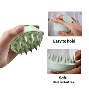 Silicone environmentally friendly shampoo brush head massage claw calf cleaning comb <b>shower</b> brush bathroom set - Product Image 2