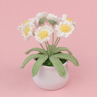 Planta Artificial Tejida a Mano en Maceta con Diseño de Margarita, Decoración para Escritorio, Regalo de Graduación o Regreso a Clases