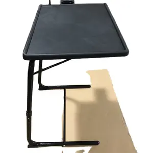 Table pliante réglable, Table à plateau avec porte-gobelet intégré, Table basse, noire