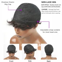 Perruque courte en cheveux humains, coupe pixie droite pour femmes noires, fabriquée à la machine, avec frange, perruque pas chère