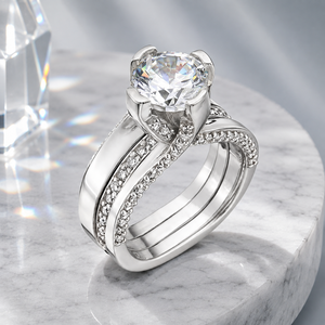 Set di Anelli con Zirconi alla Moda per Donne, Gioielli per Matrimonio e Fidanzamento - Product Image 3