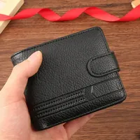 Dompet Pria dengan Ritsleting PU, Kasual Bisnis, Tipis, Pendek, Multi-Kartu, Kantong Koin, Lapisan Poliester