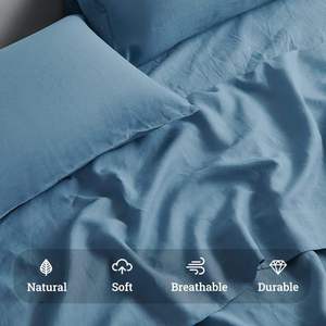 批发100% 法国亚麻床上用品可持续亚麻床单套装 - Product Image 5