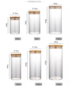 Frascos clásicos de almacenamiento de vidrio transparente de 200ml, juego de 12 Uds. Con tapa hermética de bambú para almacenamiento de especias y alimentos en la cocina, ocasiones de boda - Product Image 5