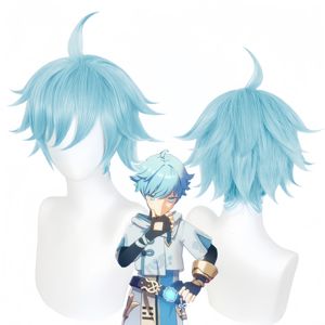 Pelucas de Cosplay de Genshin Impact al por Mayor, <span class=keywords><strong>Peluca</strong></span> Larga y Lisa de 85 cm, Teñida en Azul Degradado, <span class=keywords><strong>Peluca</strong></span> Sintética para Anime, Halloween y Fiestas - Product Image 6
