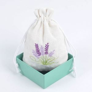 Sachets de lavande vides en coton avec cordon de serrage, pochettes brodées en lin 10x14cm pour cadeaux de mariage et rangement de bijoux - Product Image 4