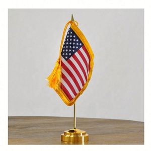 ธงตั้งโต๊ะแบบสองด้านพิมพ์ลายคุณภาพสูงสไตล์อเมริกัน พร้อมพู่ห้อยและฐานโลหะสำหรับตกแต่งสำนักงาน ขายส่ง - Product Image 6