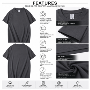 Camiseta de manga corta con cuello redondo, color gris oscuro, para hombre, corte regular, precio al por mayor. - Product Image 6