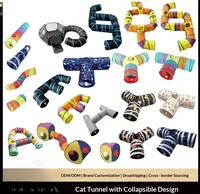Jouet tunnel pour chat arc-en-ciel, pliable, multi-entrées, design modulaire interactif, utilisation en intérieur