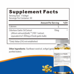 <span class=keywords><strong>Oem</strong></span> Knoflookolie Softgel Capsules Biologische Knoflookolie Zachte <span class=keywords><strong>Capsule</strong></span> Voor Gezondheid Snelle Afgifte Voor Hart Gezondheid En Circulatie - Product Image 2