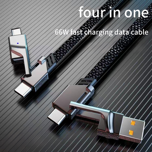 สายชาร์จ <span class=keywords><strong>USB</strong></span> แบบ4ใน1ดีไซน์<span class=keywords><strong>หัว</strong></span>คู่แบบถักทำจากไนลอนแบบกำหนดเองด้วย Type <span class=keywords><strong>C</strong></span> สำหรับอุปกรณ์หลายชนิด - Product Image 1
