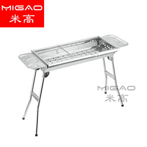 Parrilla plegable de acero inoxidable Michael con bandejas para condimentos, parrilla portátil de carbón para uso doméstico. - Product Image 3
