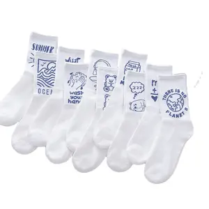 Newest Fashion lovely Korean style school knitted cute cotton young teen girl white sock for women