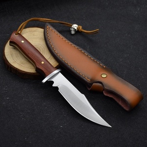 Couteau de chasse industriel portable en acier inoxydable SS225, lame fixe pleine longueur, manche en bois, pour randonnée et bushcraft, avec étui en cuir - Product Image 3