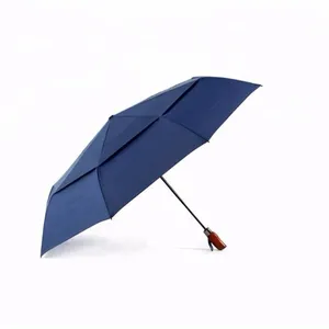 Groot Formaat Klassiek Ontwerp Winddichte Dubbele Luifel Automatische Open Twee-Opvouwbare Paraplu Met Regenbescherming
