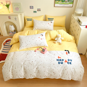 Ensemble de literie 4 pièces en coton de haute qualité, nouveau modèle été 2026, broderie <span class=keywords><strong>licorne</strong></span>, design mignon de dessin animé pour enfants - Product Image 4