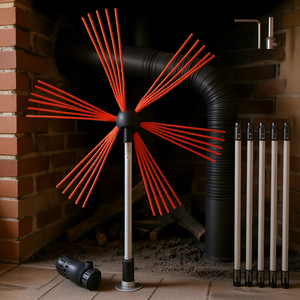 Kit de nettoyage de cheminée avec 7 tiges flexibles en nylon, outil de nettoyage de cheminée à entraînement par perceuse rotative - Product Image 2