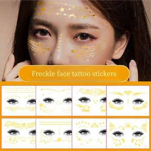 Adesivi per Trucco Jiangmei Little Stars, Effetto Lentiggini 3D, Tatuaggio Temporaneo <span class=keywords><strong>con</strong></span> Stampa Dorata per Feste in Maschera, 150x105mm, 1pz/opp - Product Image 2