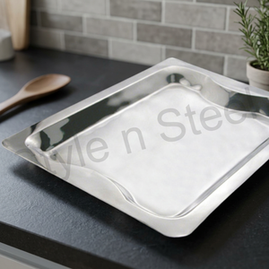 Plateaux rectangulaires de divertissement écologiques contemporains en acier inoxydable avec plaque épaississante pour la cuisine - Product Image 3