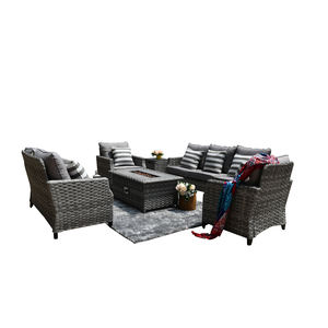 Juego de Sofás de Metal Modernos de Lujo con Brasero de Gas, Muebles de Exterior Impermeables para Patio, Sala de Estar, Piscina, Playa, Mesa con Brasero - Product Image 3