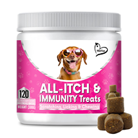 HANYUN-Fabricant de suppléments pour animaux de compagnie 120 Natural Itch Support Treats pour apaiser vos chiens Gratter Lécher et mâcher des friandises pour chiens