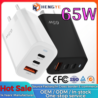 Adaptor Charger Dinding Pengisian Cepat Cerdas 65W GaN 3 Port USB A Dual Type C PD QC3.0 dengan Colokan AU EU
