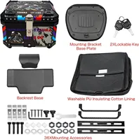 Boîte à bagages universelle pour moto en plastique 45L 57L, coffre arrière verrouillable, étanche, antichoc, pour casque, rangement