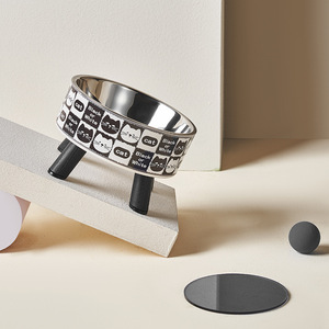 Cat &amp; <strong>Dog</strong> Stainless Steel Pet <strong>Bowl</strong> with Cat Graphic Leak Proof Modern Non-slip Anti-overturning High-foot Design Neck Protection - Product Image 4