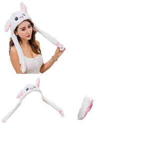 Gorro de Conejo de Dibujos Animados con LED Personalizable, Divertido, Unisex, con Orejas Móviles, de Felpa Lavable, Juguete de Peluche para Fiestas Infantiles - Product Image 5