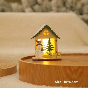 Decoraciones Navideñas Modernas de Madera, Ventana de Cabaña Iluminada, Luces Creativas para el Hogar, Adornos de Muñeco de Nieve, Adornos Colgantes para Árbol de Navidad - Product Image 6